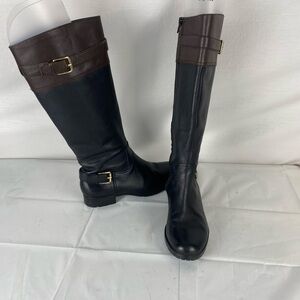 Lauren Ralph Lauren Simone Two-Tone Leather Mid Calf Riding Boots US Size 6B